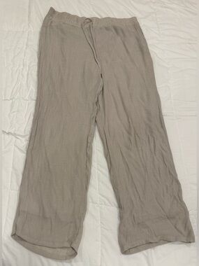 Croft & Barrow Neutral Taupe Wide Leg Crinkle Pants XL